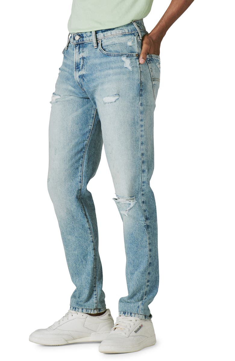 Lucky Brand 412 Ripped Athletic Slim Fit Stretch Organic Cotton Jeans, Alternate, color, 