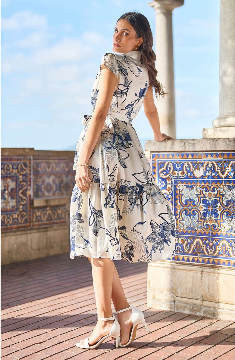 Yumi Abstract Floral Midi Shirt Dress, Alternate, color, Ivory