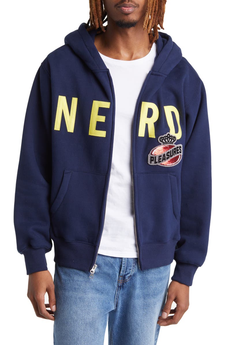 PLEASURES Nerd Appliqué Zip Hoodie | Nordstrom