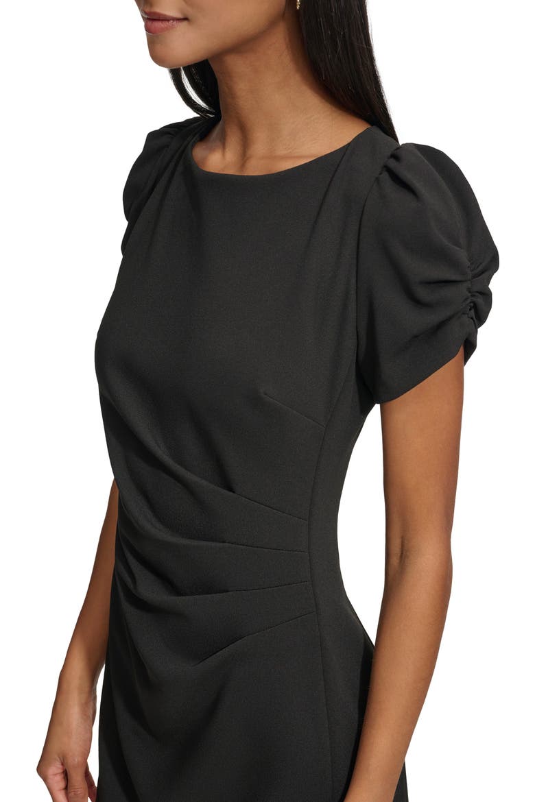 Short Sleeve Crepe Sheath Dress, Alternate, color, BLACK