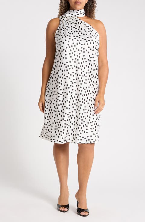 One-Shoulder Polka Dot Dress
