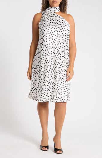 One-Shoulder Polka Dot Dress