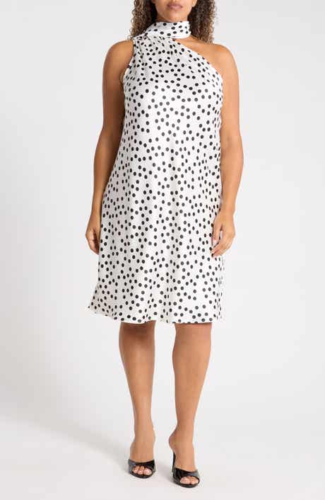 One-Shoulder Polka Dot Dress