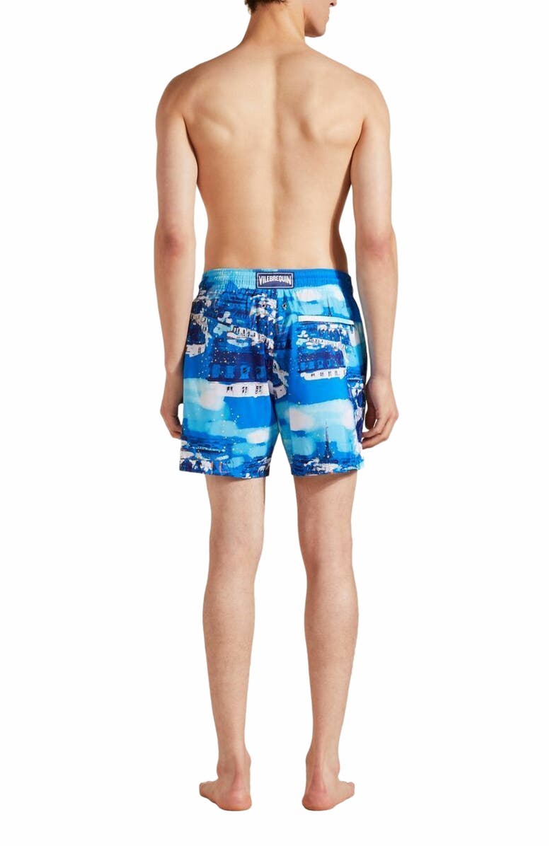 Vilebrequin Men's Paris Ultra-Light And Packable Swim Shorts, Alternate, color, Bleu Neon