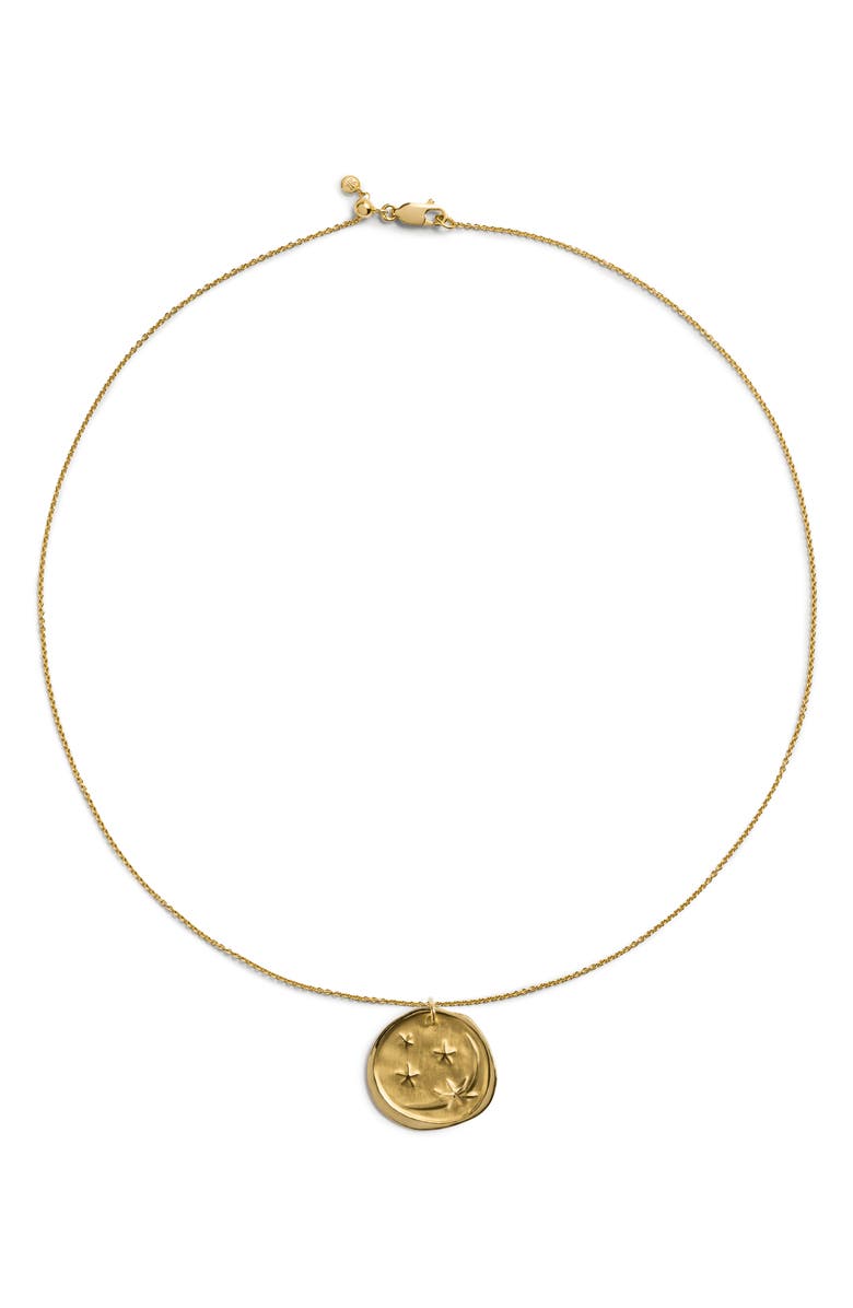 Monica Vinader Cosmic Ancient Coin Pendant Necklace, Main, color, 18K Gold Vermeil