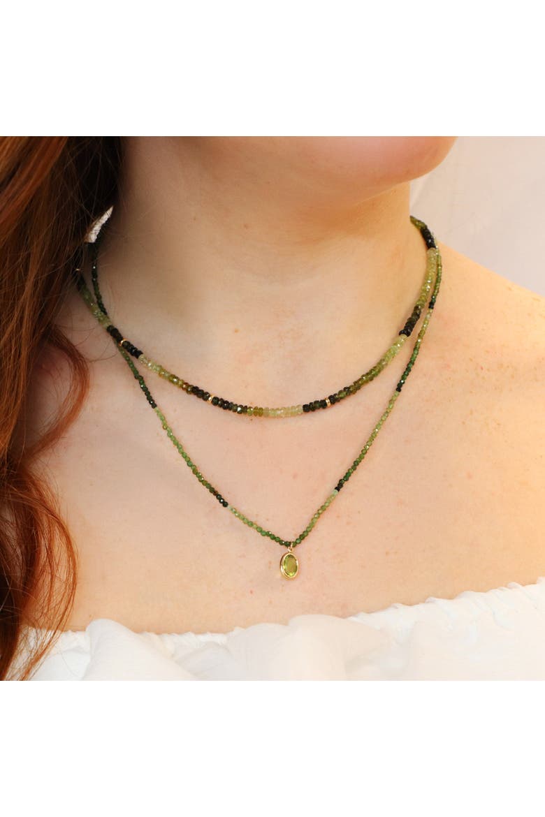 Green Tourmaline Bead Bezel Necklace, Alternate, color, Green Tourmaline