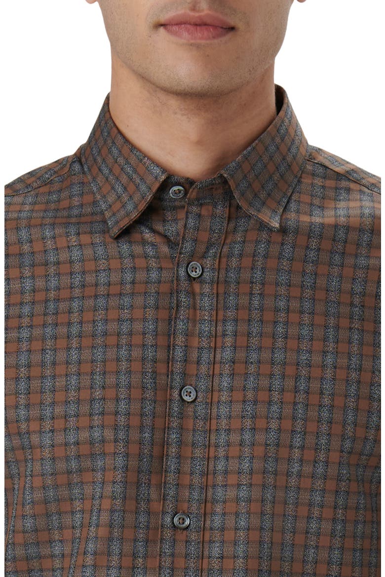 Karl Check Button-Up Shirt, Alternate, color, CHESTNUT