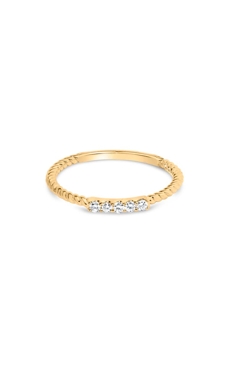 10K Yellow Gold 1/10 Cttw Diamond 5 Stone Braided Shank Band Ring, Main, color, Yellow Gold