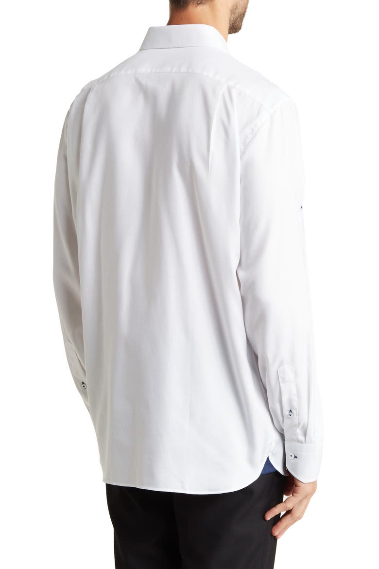 Trim Fit Long Sleeve Cotton Twill Button-Up Shirt, Alternate, color, WHITE