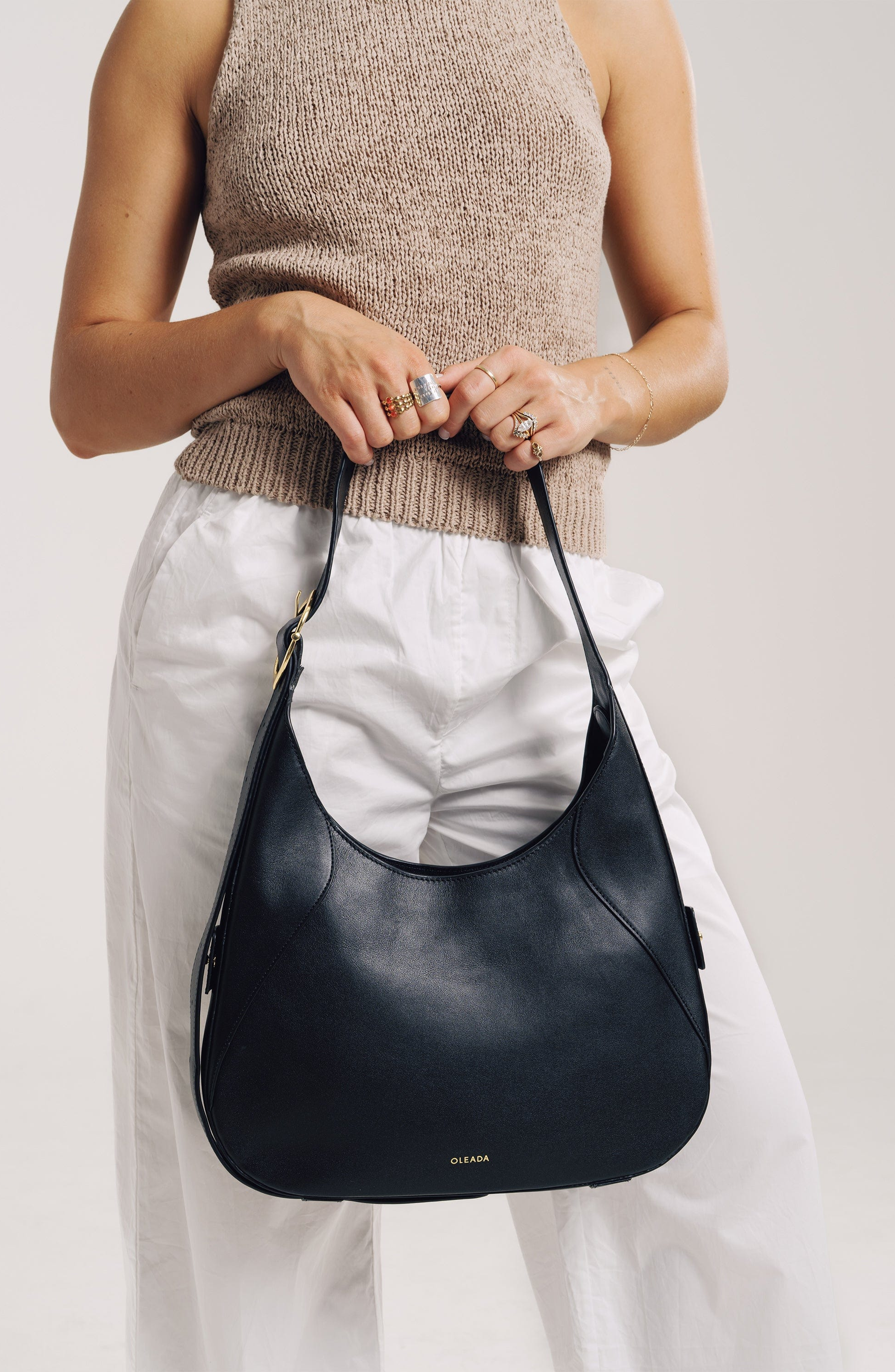 OLEADA Mini Marina Hobo Bag, Alternate, color, Onyx