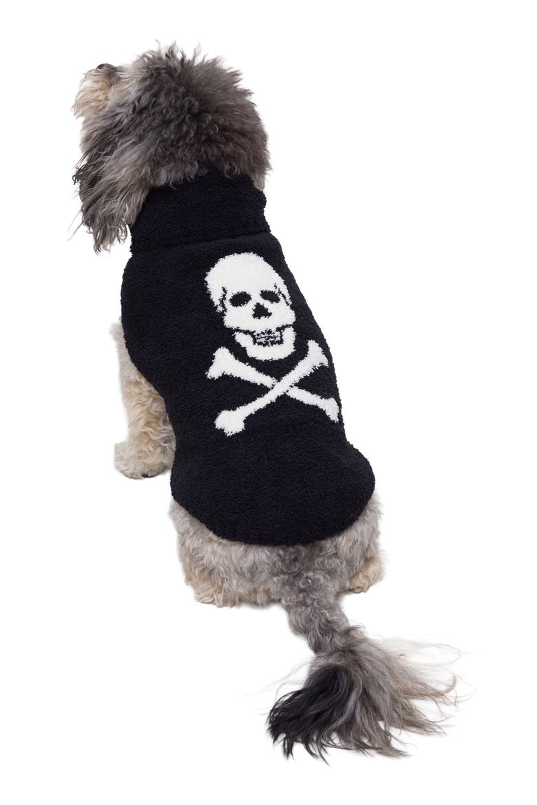 CozyChic® Skull and Bones Pet Sweater, Alternate, color, BLACK-CREAM