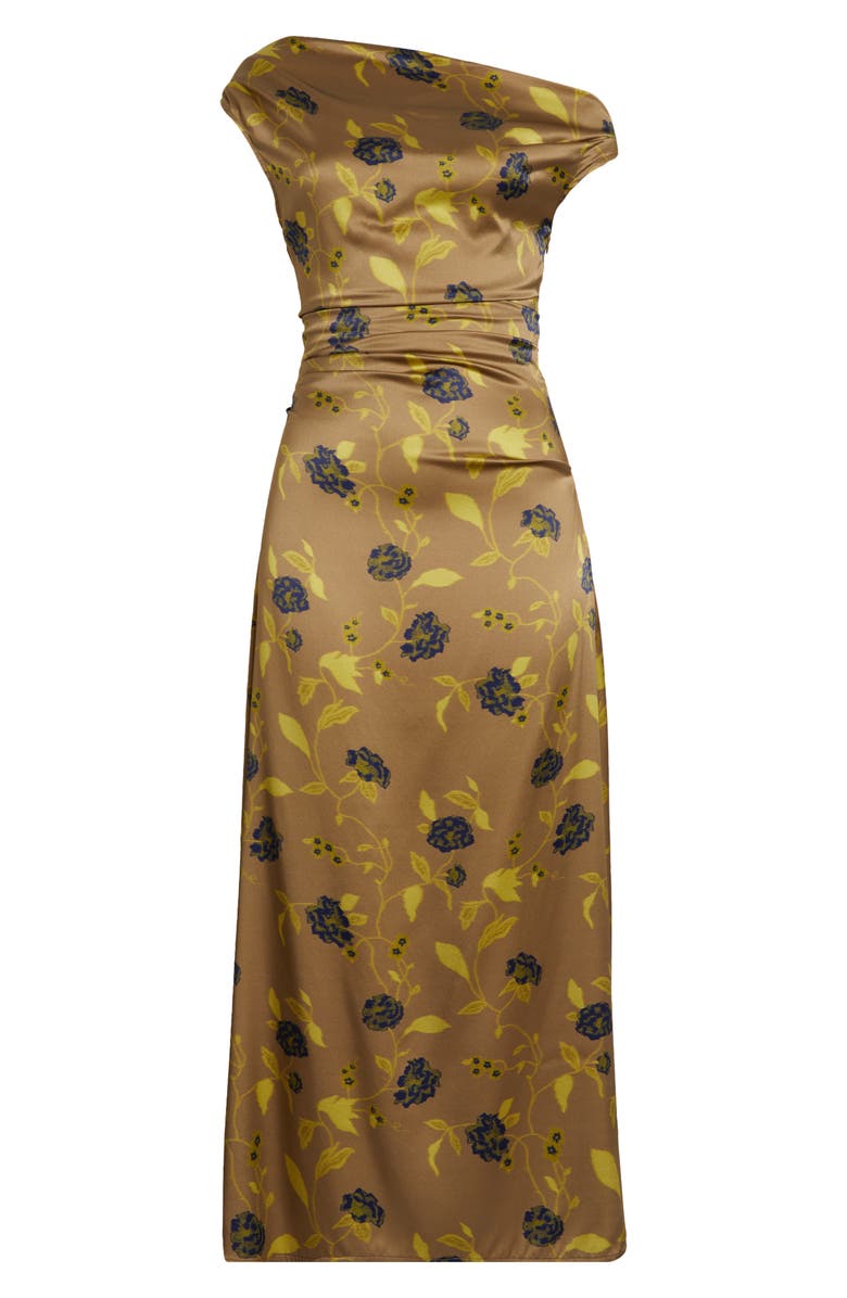 STAUD Phare One-Shoulder Stretch Silk Midi Dress, Alternate, color, Vintage Floral