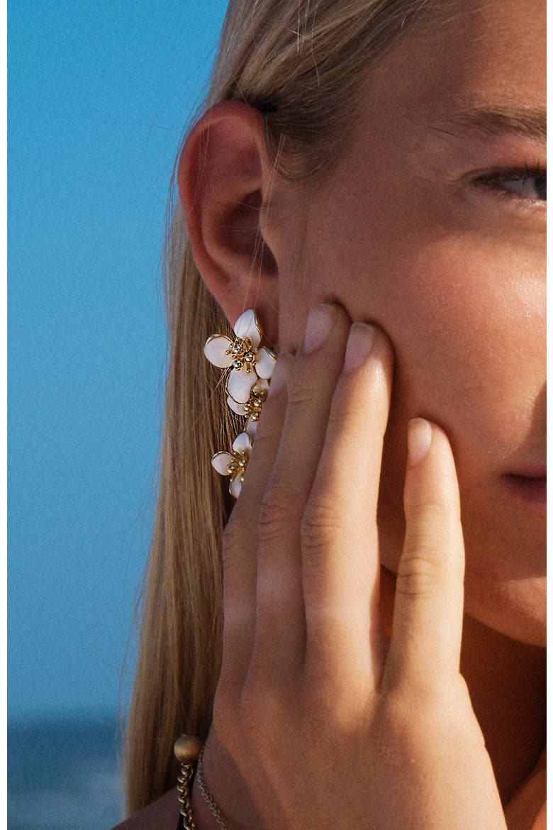 Iris Blossom Earrings, Alternate, color, White & Gold