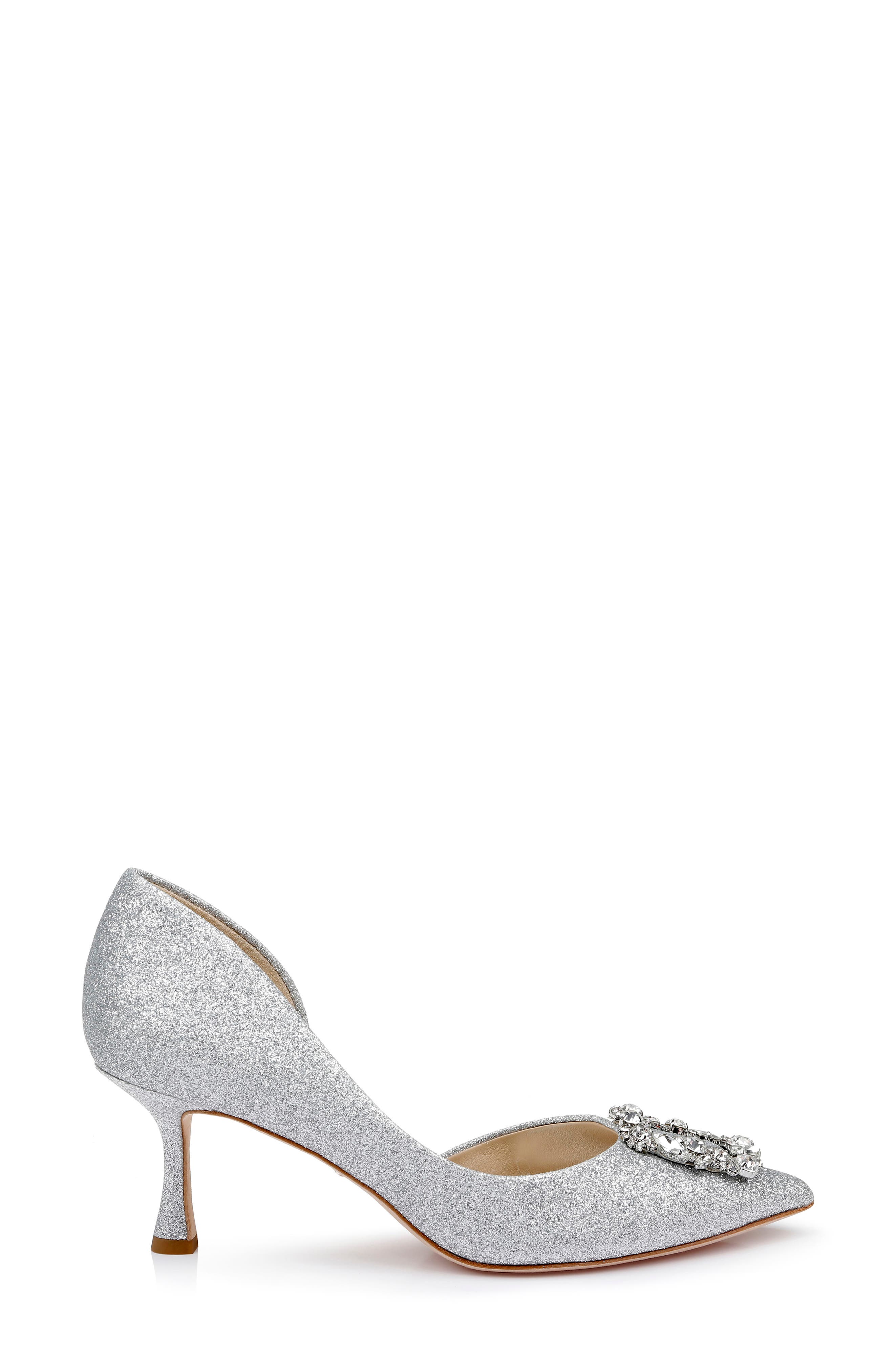 Fabia Embellished Pointed Toe Pump, Alternate, color, SILVER TEXTILE