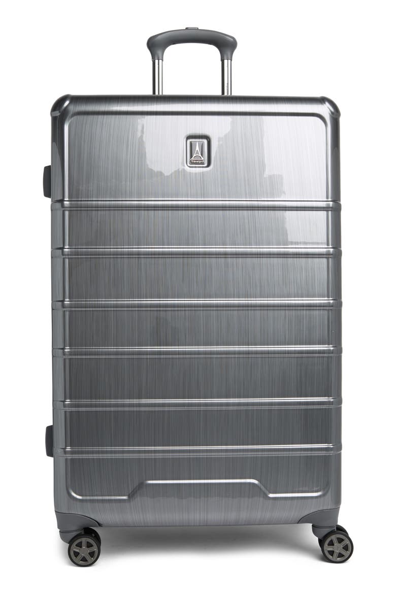 Rollmaster™ Lite 28" Expandable Large Checked Hardside Spinner Luggage, Main, color, SILVER