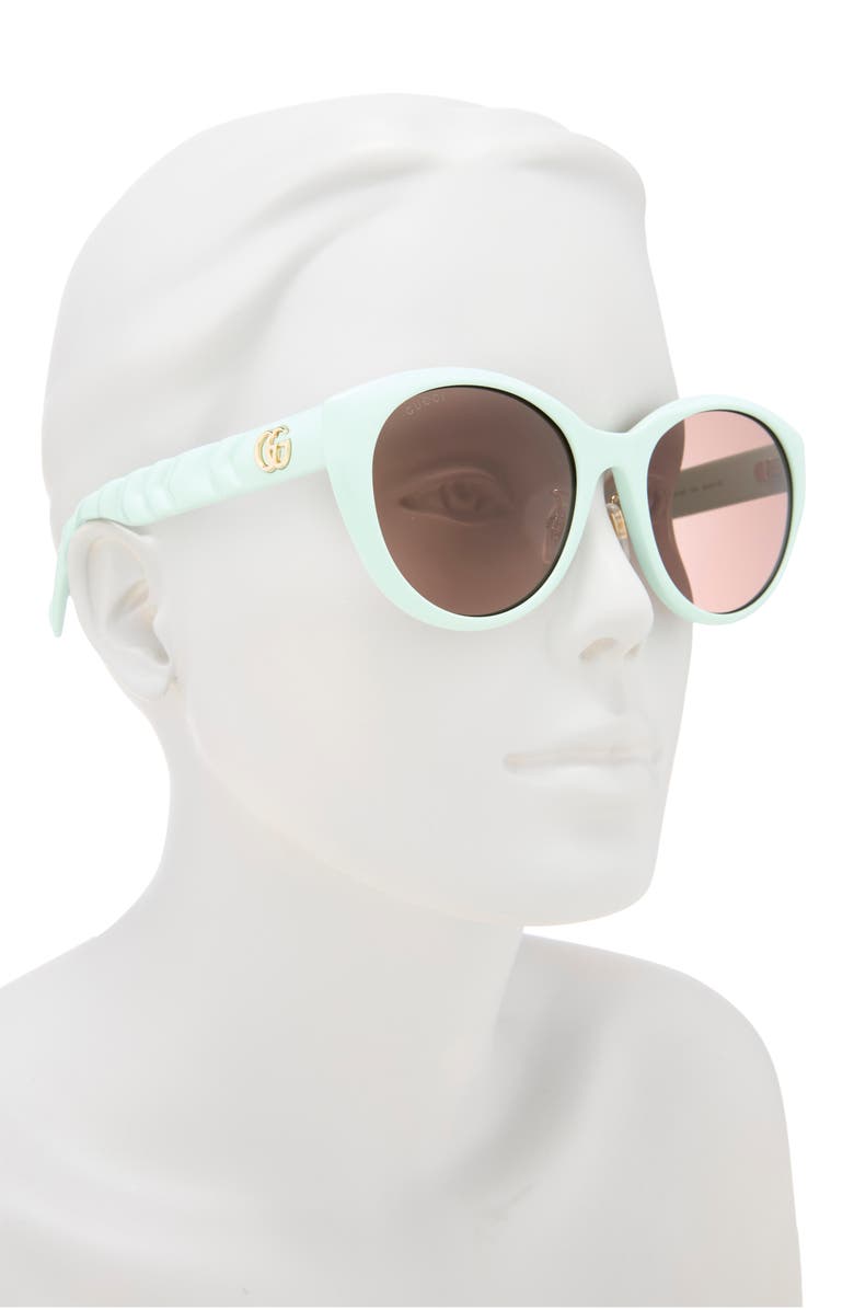 Gucci 56mm Cat Eye Sunglasses, Alternate, color, Green Green Brown