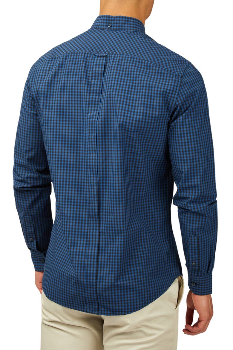 Signature Gingham Organic Cotton Button-Down Shirt, Alternate, color, DARK BLUE