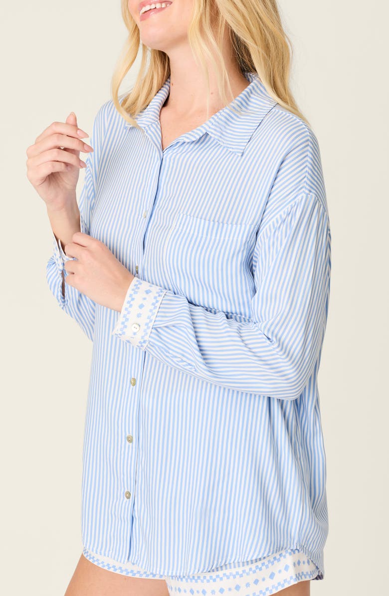 PJ Salvage Frutta Fresca Button-Up Pajama Top, Alternate, color, Cornflower