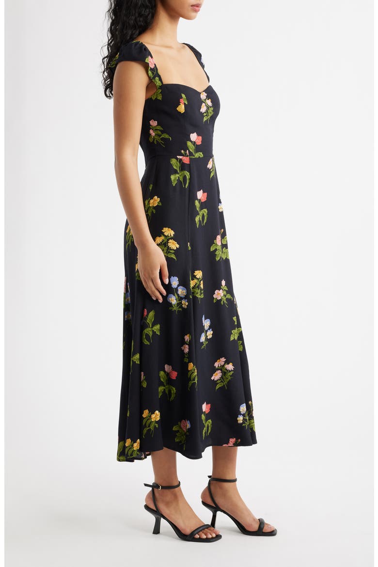 Bryson Floral Midi Dress, Alternate, color, NIGHT BLOOM