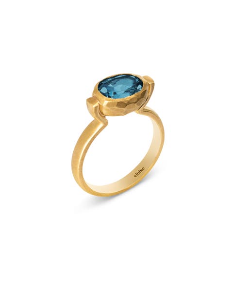Ellipse Ring with Natural Gemstones. Handmade in Italy