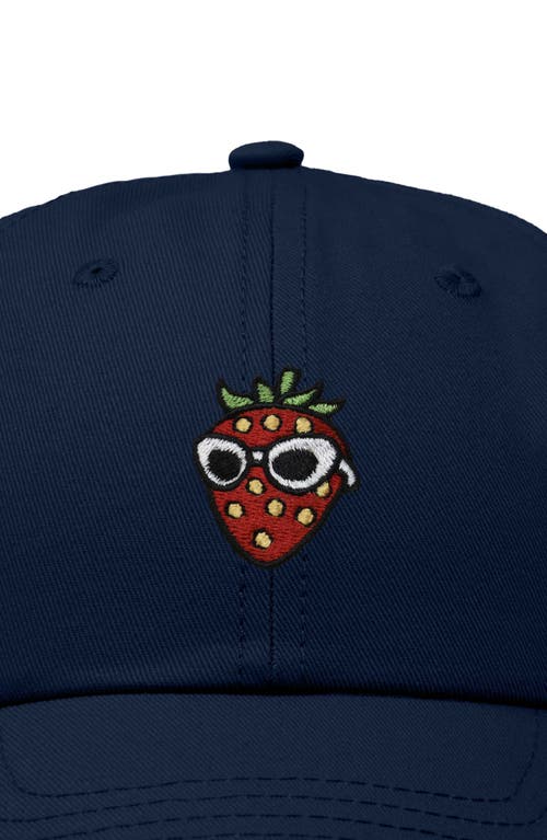Dalix Strawberry Embroidered Casual Cap In Navy Blue