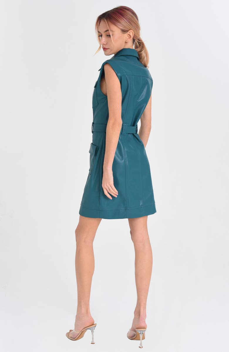 CIEBON Ella Sleeveless Faux Leather Minidress, Alternate, color, Teal Green