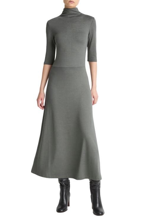 Turtleneck A-Line Maxi Dress