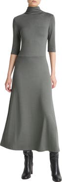Vince Turtleneck A-Line Maxi Dress