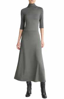 Vince Turtleneck A-Line Maxi Dress