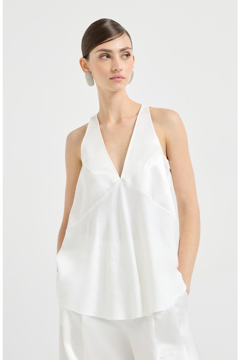 Satin top, Main, color, White