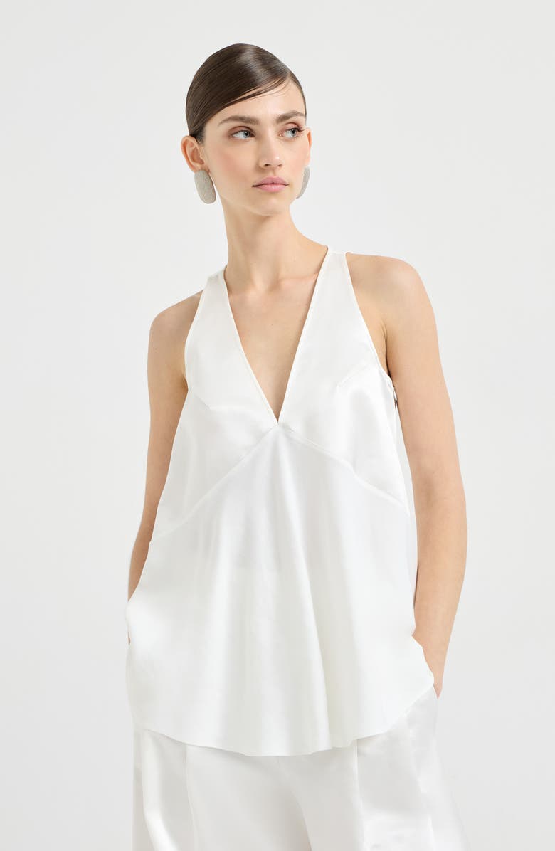 Brunello Cucinelli Satin top, Alternate, color, White