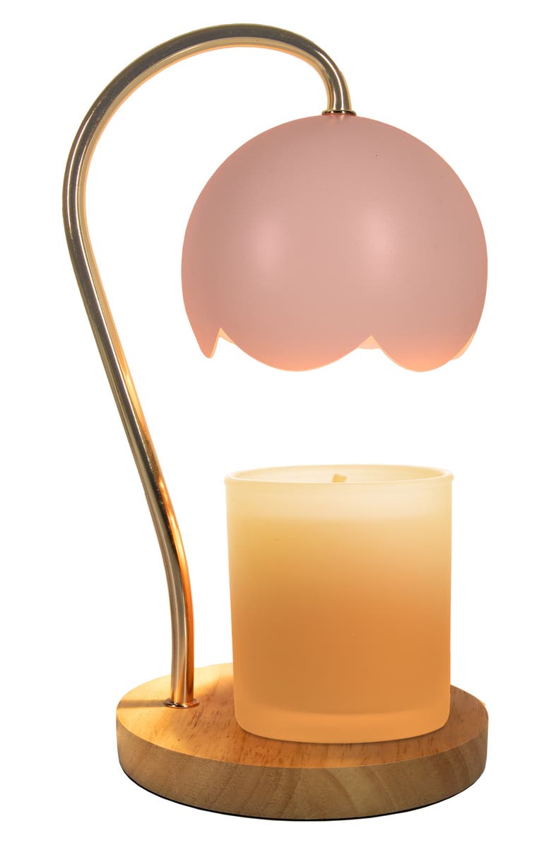 Luze Le Fleur Candle Warmer Lamp, Main, color, Gold/Pink/Wood