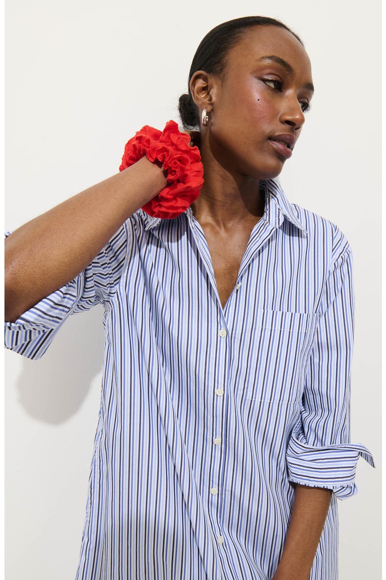 Florence Stripe Long Sleeve Cotton Shirtdress, Alternate, color, BLUE MULTI STRIPE
