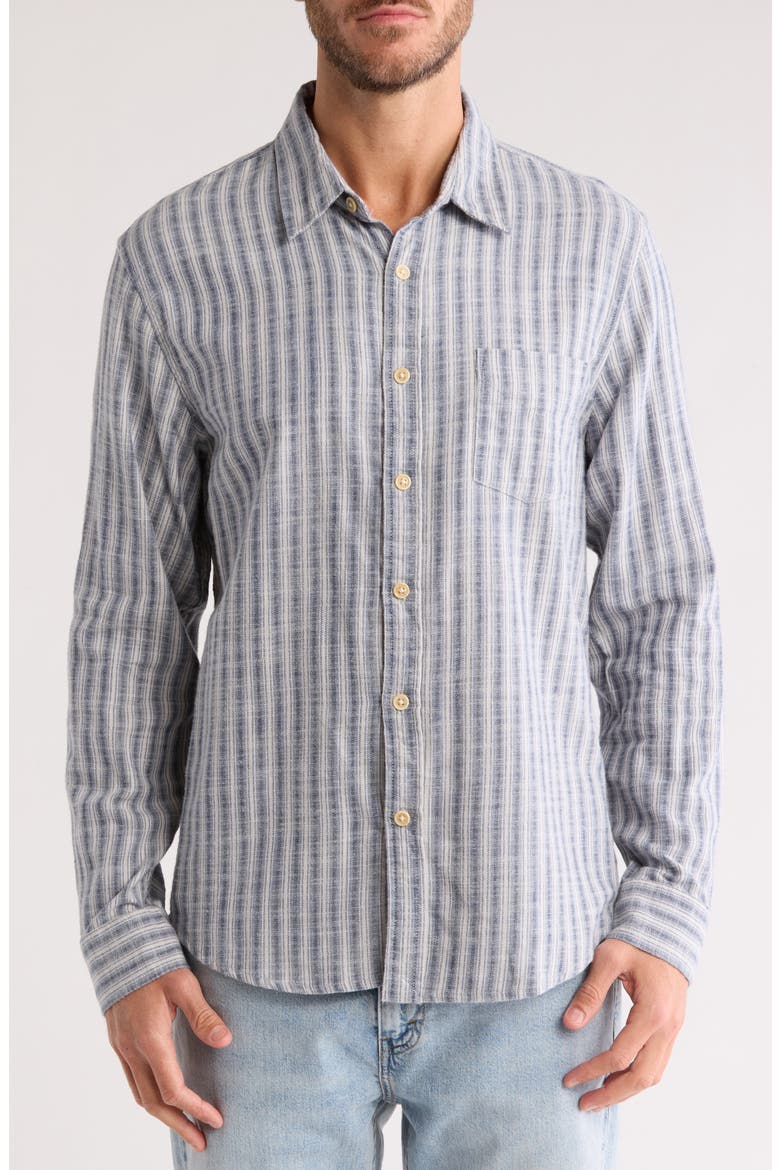 Stripe Ballona Cotton Button-Up Shirt, Main, color, BLUE STRIPE