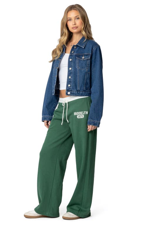 Edikted Barb Denim Crop Trucker Jacket In Blue-washed