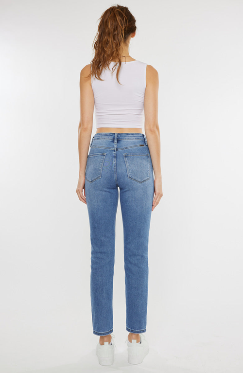 Kancan Adaline High Rise Slim Straight Jeans In Blue