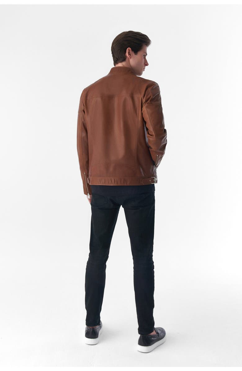 Furniq UK Gilbert Smooth Leather Jacket, Alternate, color, Tan Brown