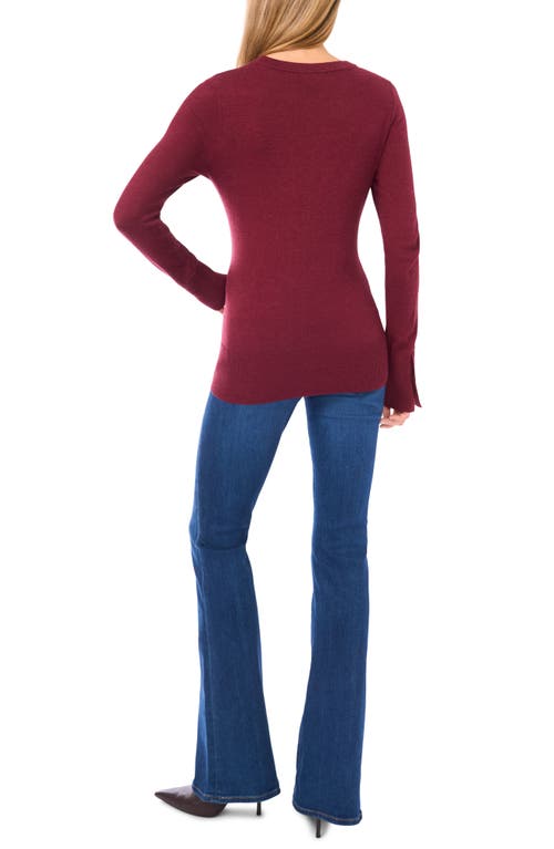 Halogenr Halogen(r) Button Cuff Cotton Blend Sweater In Burgundy