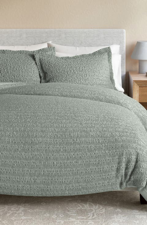 Waffle Cotton Reversible Duvet & Sham Set