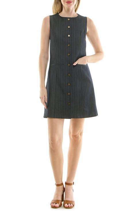Pinstripe Sleeveless Shift Dress