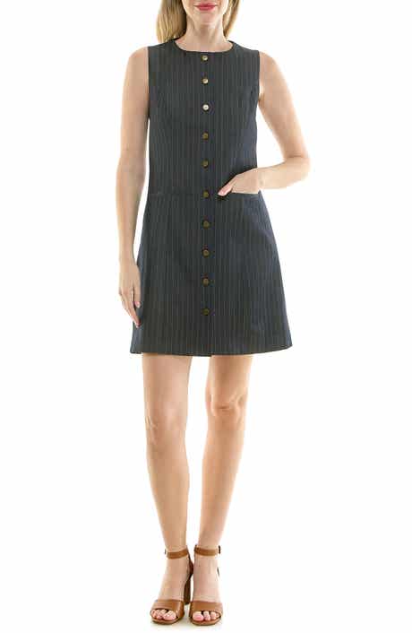 Pinstripe Sleeveless Shift Dress