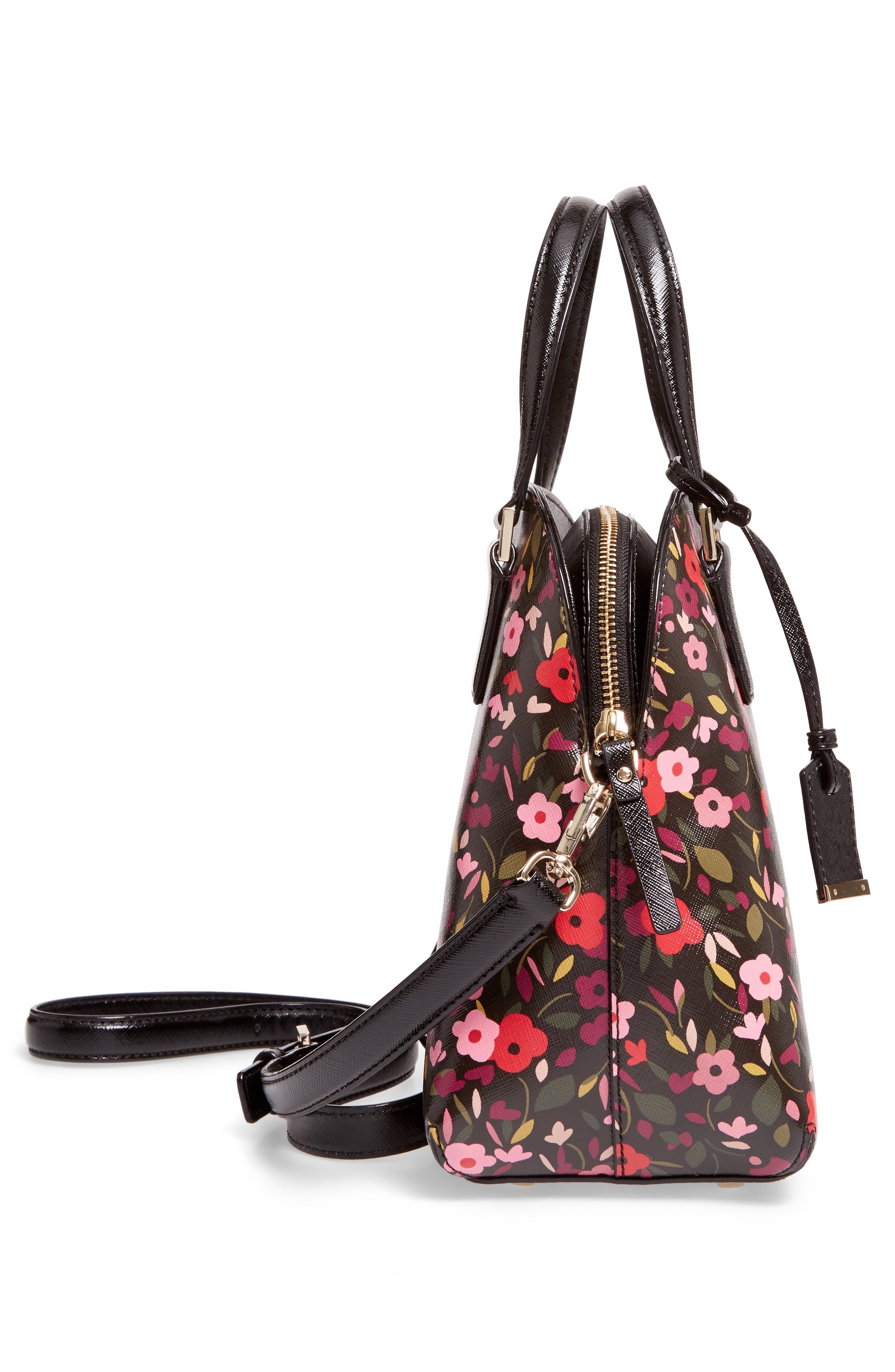 Kate Spade New York cameron street boho floral- lottie leather satchel, Alternate, color, 