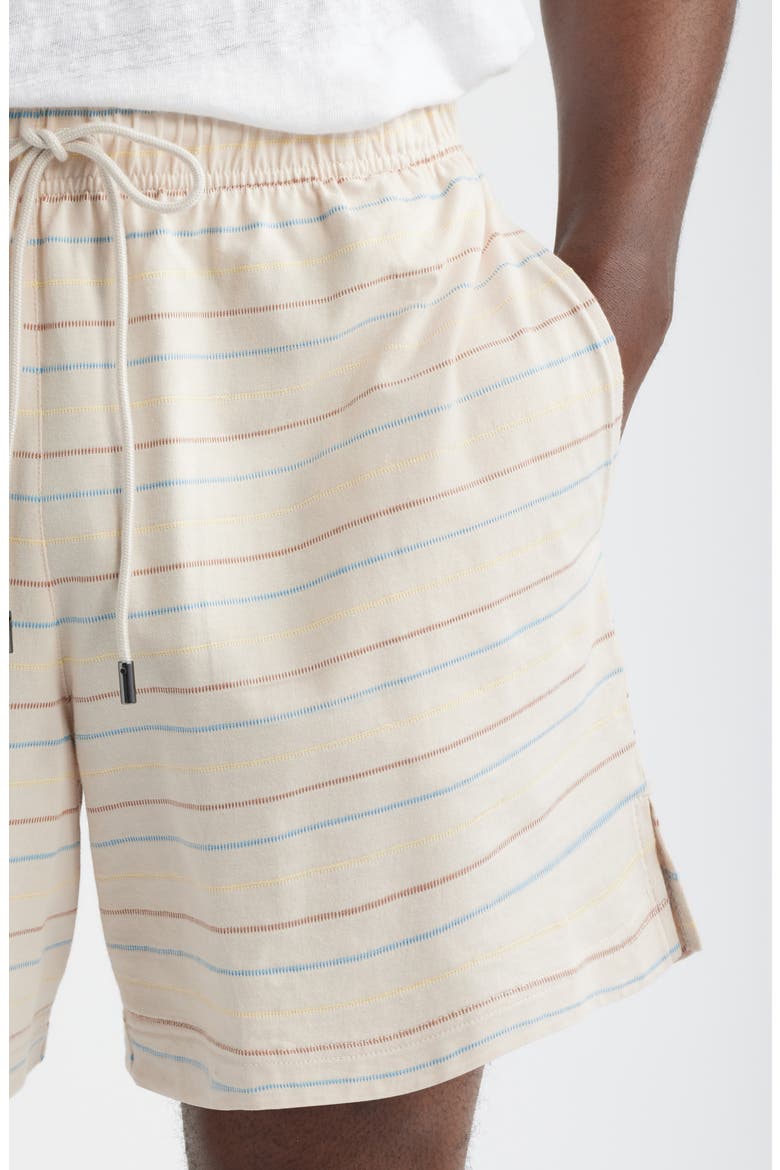 Washed Stripe Cotton Lounge Shorts, Alternate, color, SAND STRIPE