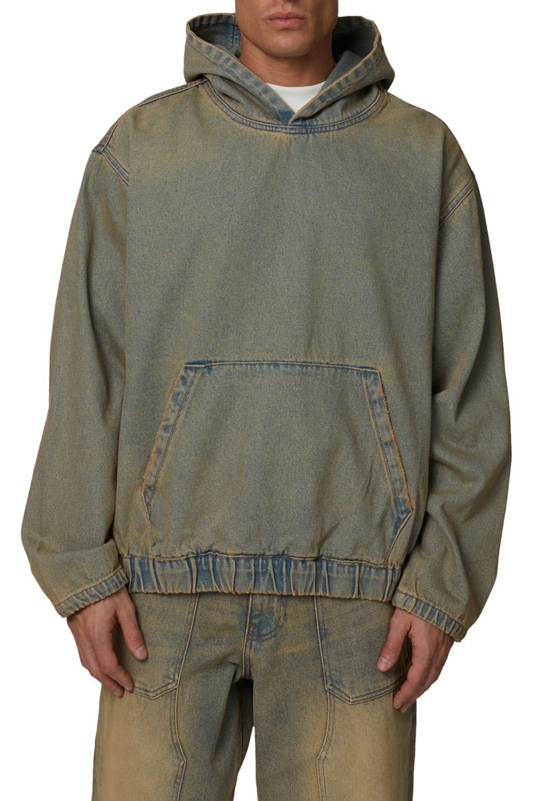 Oversized Denim Pullover Hood, Main, color, Blue