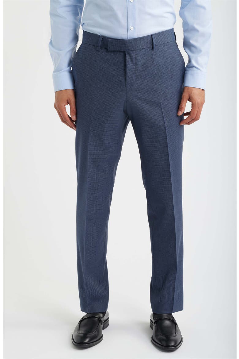Huge Slim Fit Navy Microcheck Virgin Wool Suit, Main, color, NAVY