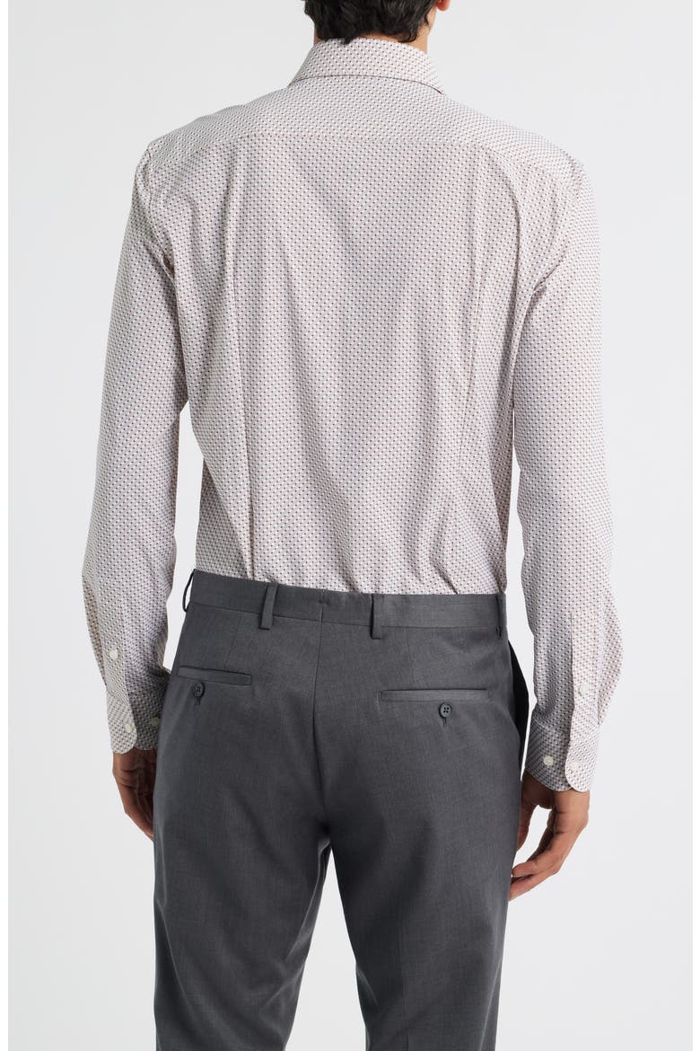 Hank Kent Slim Fit Grid Performance Twill Dress Shirt, Alternate, color, MEDIUM BROWN