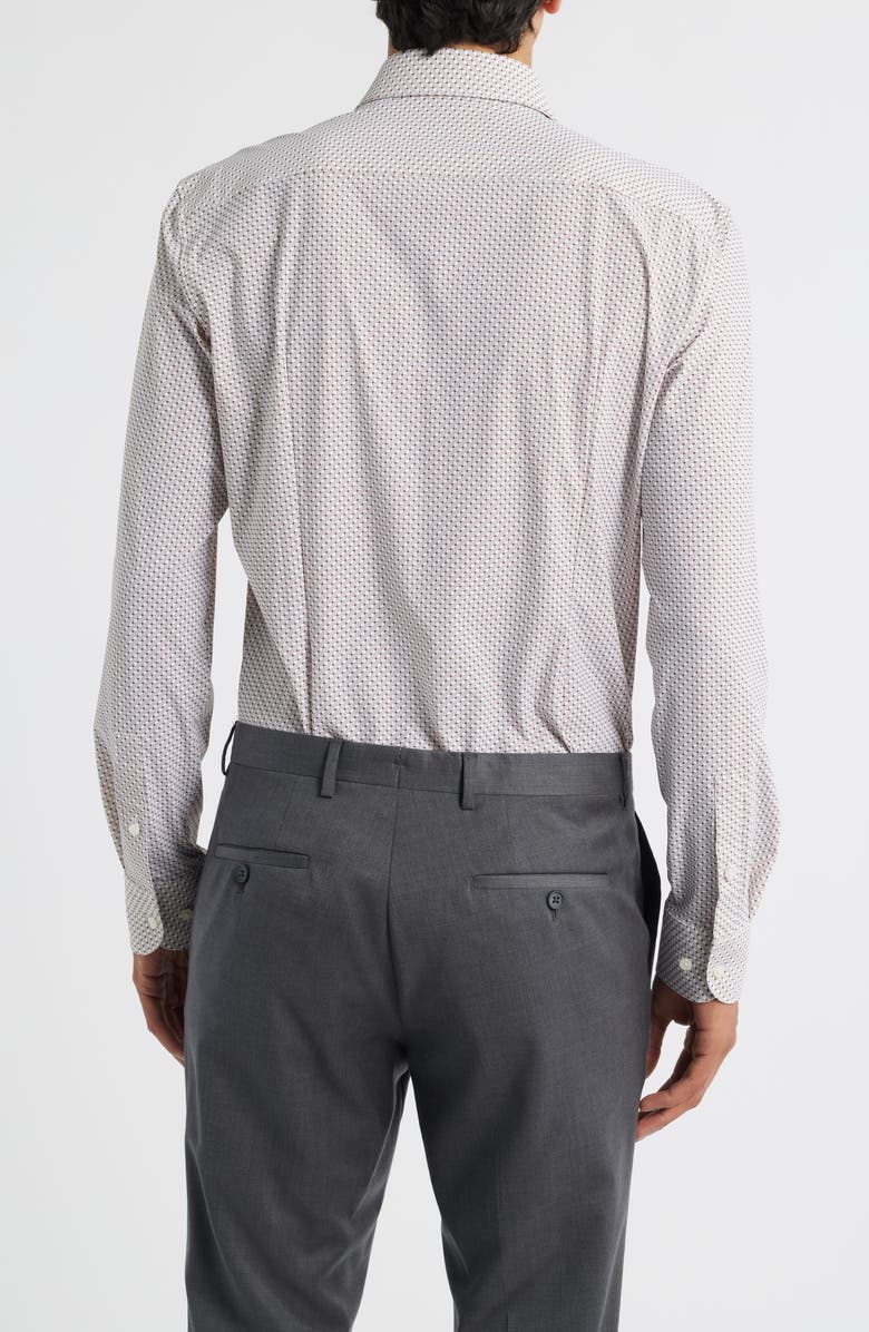 BOSS Hank Kent Slim Fit Grid Performance Twill Dress Shirt, Alternate, color, Medium Brown