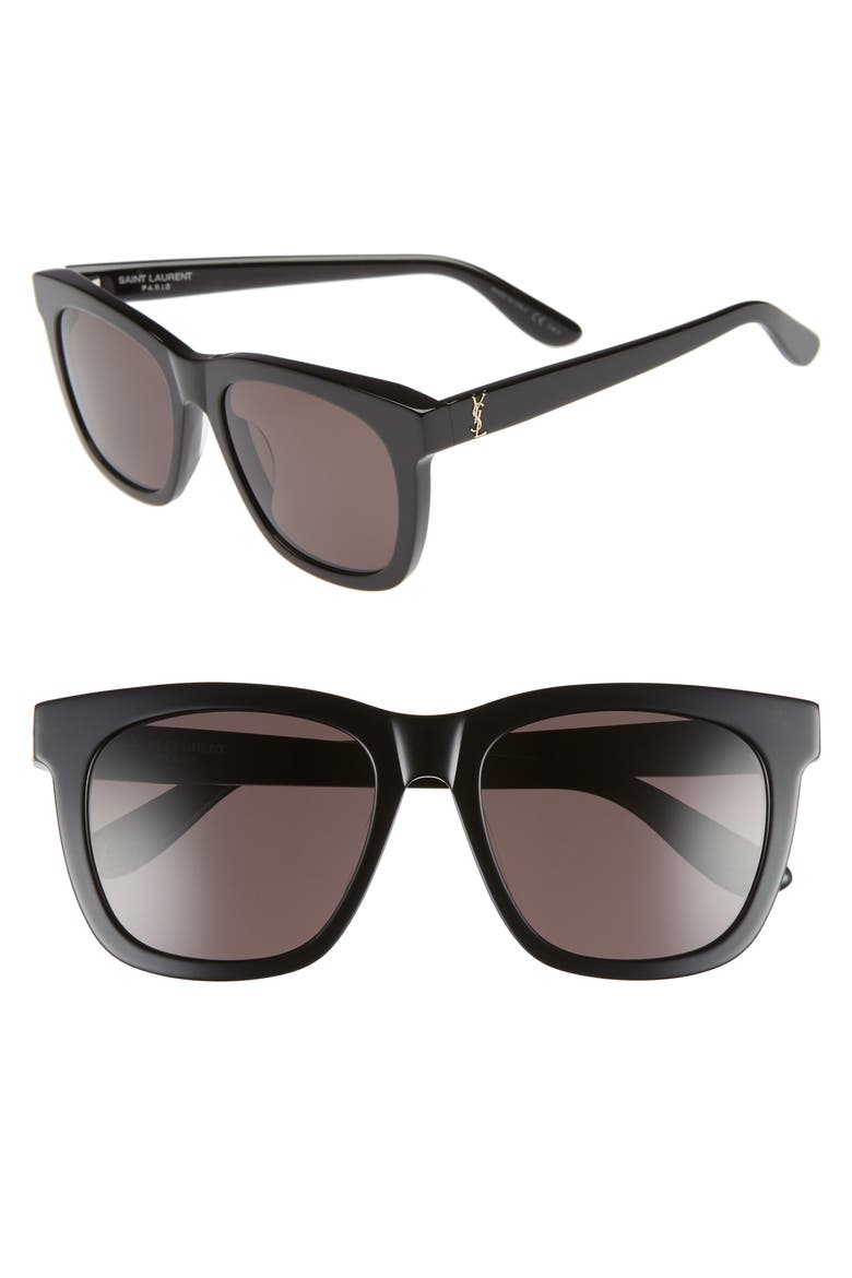 55mm Square Sunglasses, Alternate, color, BLACK/ GOLD