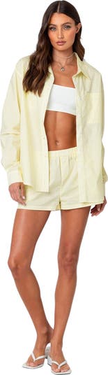 Pinstripe Oversize Button-Up Shirt