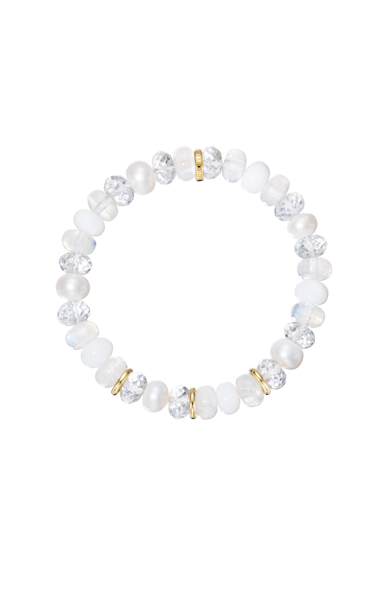 Sheryl Lowe White Mix Bracelet with 3 Solid YG Rondelles, Alternate, color, White Mix / Sterling Silver